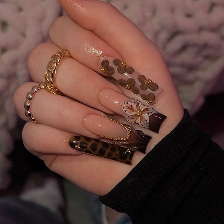 Floral and Gem Embellished Press-On Nails Kalsten