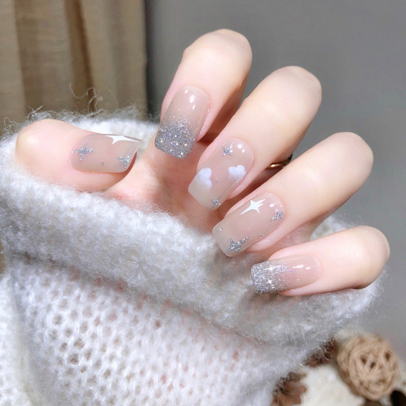 Glittering nail extensions with creative jewelry design Kalsten
