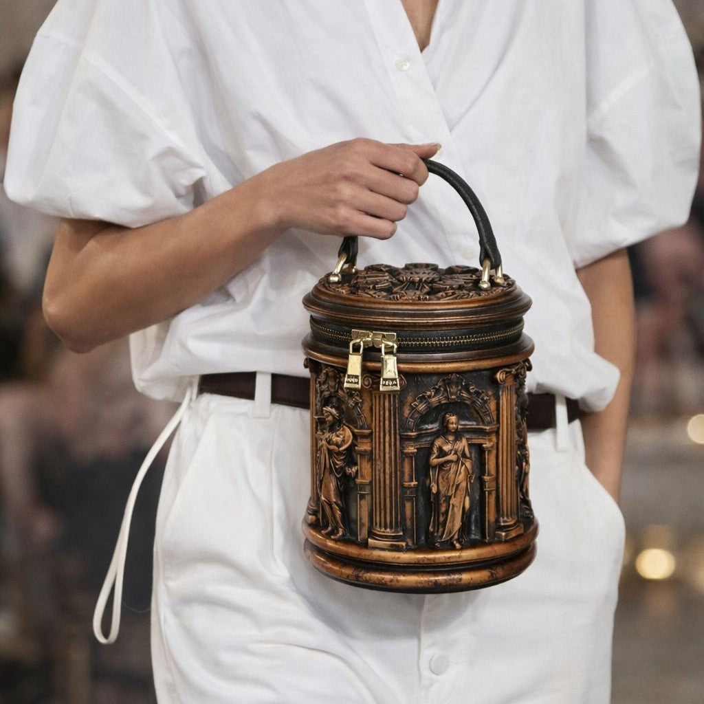 Sculptural Handle Bucket Bag