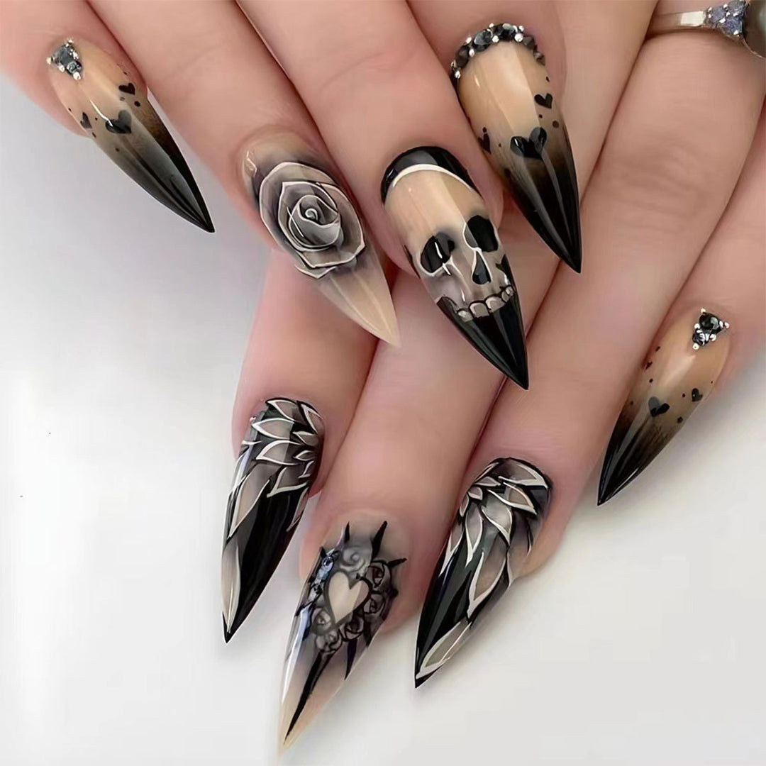 Gothic-Themed 3D Nail Art Extensions Kalsten