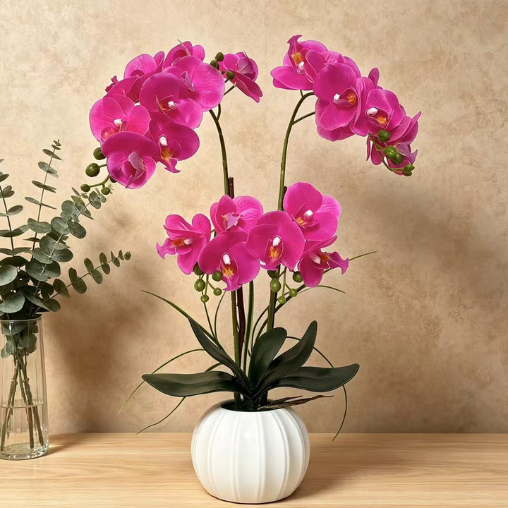 Lifelike Decorative Orchid Arrangement for Home Display