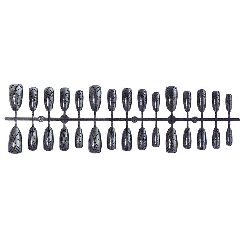 Decorative Press-On Nail Set with Artistic Spider Design kalsten