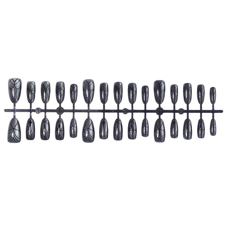 Decorative Press-On Nail Set with Artistic Spider Design kalsten