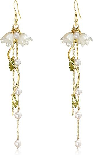 Floral Pearl Dangle Earrings Kalsten