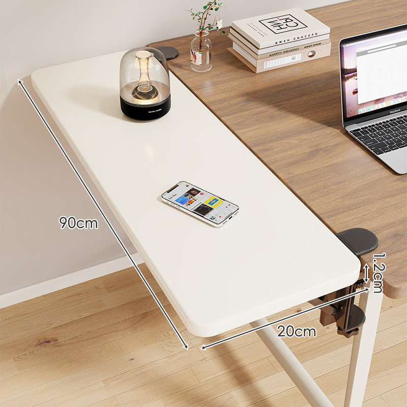 Clamp-On Adjustable Wooden Desk Side Shelf Extension with Foldable Bracket