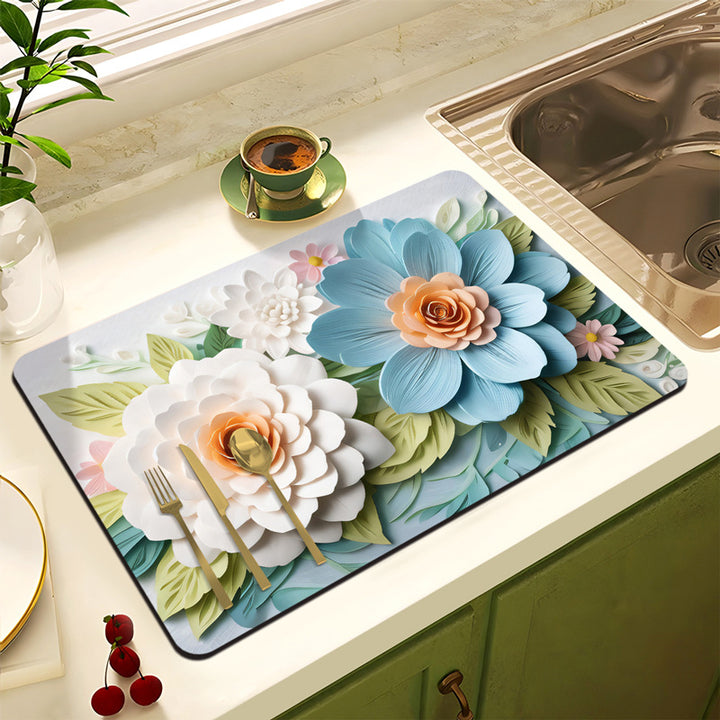 Floral Design Anti-Slip Kitchen Mat
