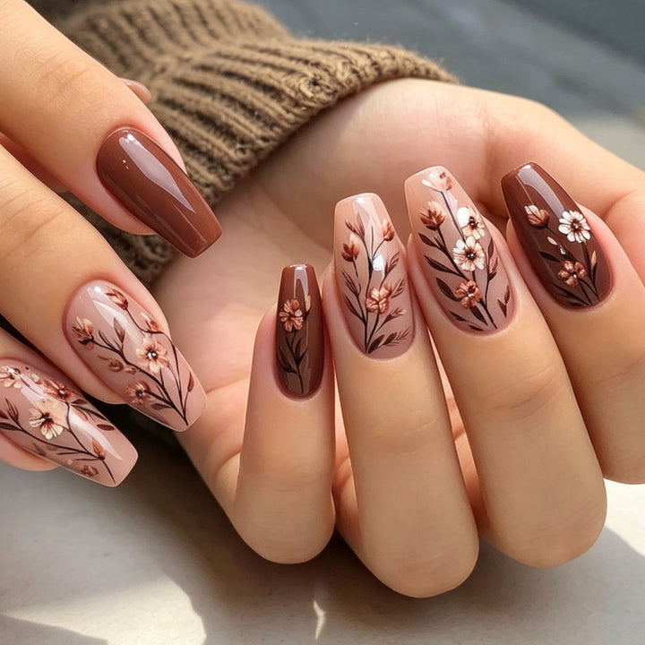 Floral Design Acrylic Nail Enhancements Kalsten