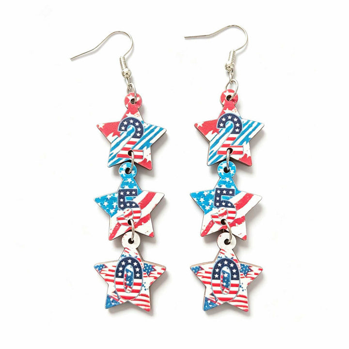 Women's nan patriotic triple-charm dangly novelty earrings with cowboy hat heart bow Kalsten