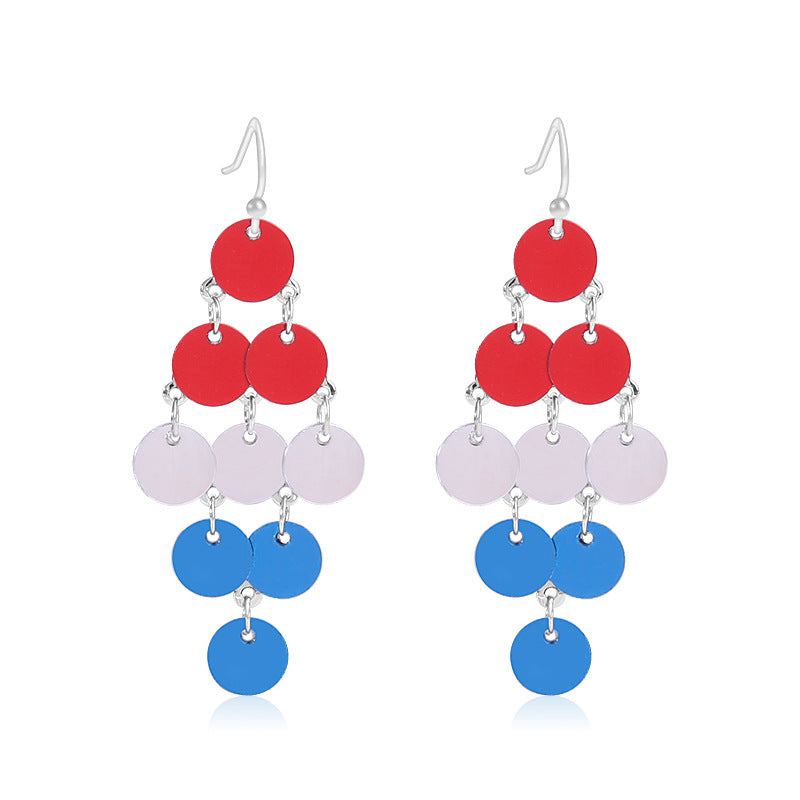 Women's long multi-layer star drop earrings with crystal embellishments and rhodium-plated alloy Kalsten