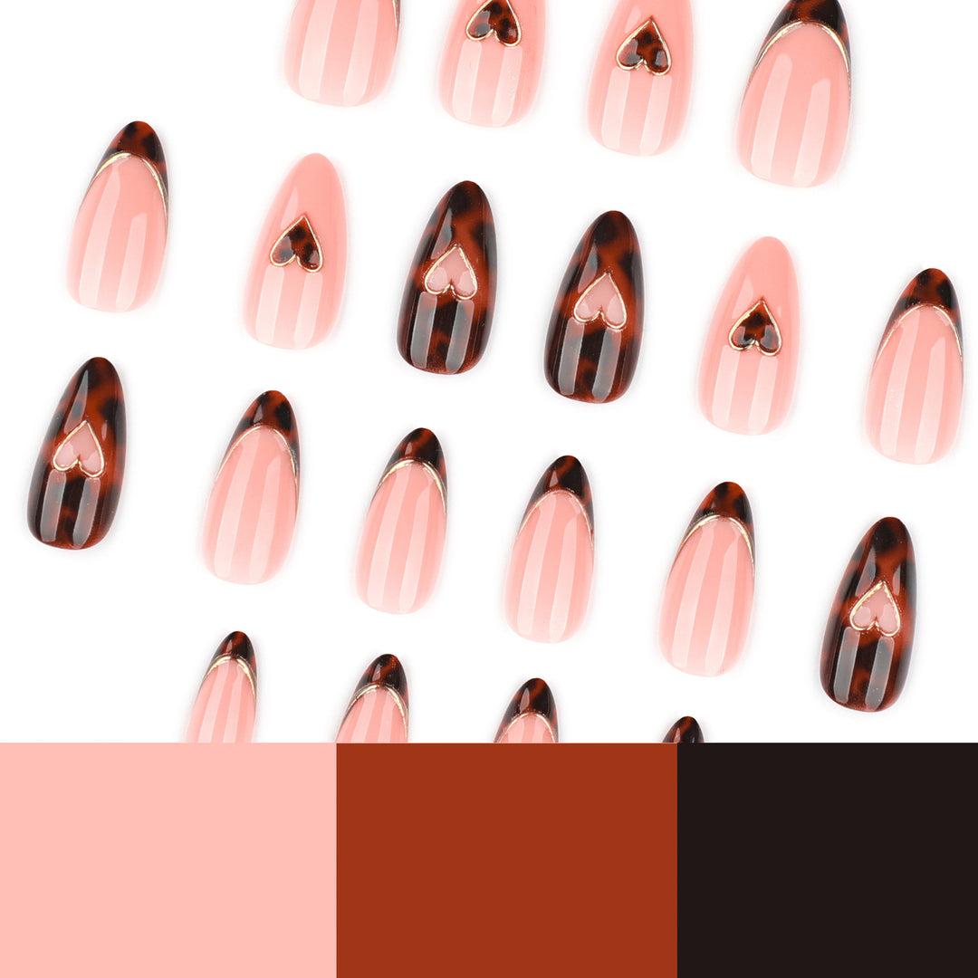 Artful stiletto nails with elegant heart design Kalsten