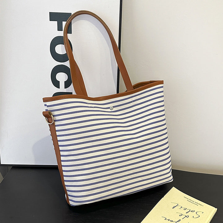 WoStriped Canvas Beach Tote Bag Kalsten
