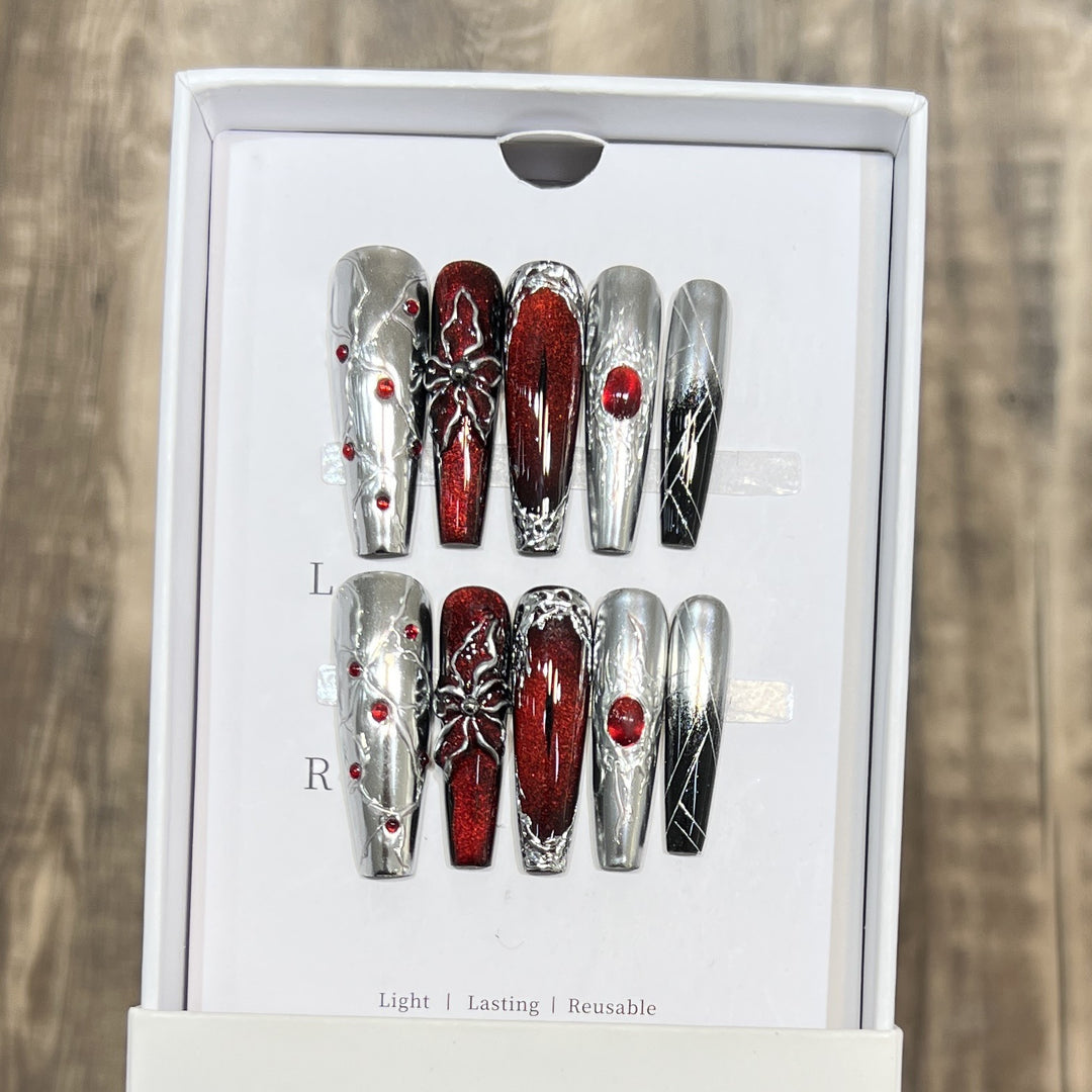 Decorative Floral Stiletto Press-On Nail Set Kalsten