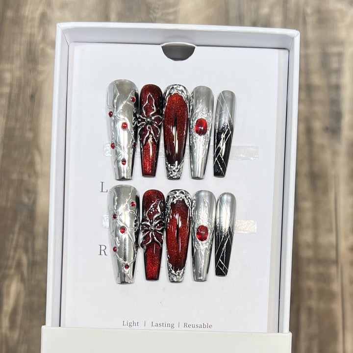 Decorative Floral Stiletto Press-On Nail Set Kalsten