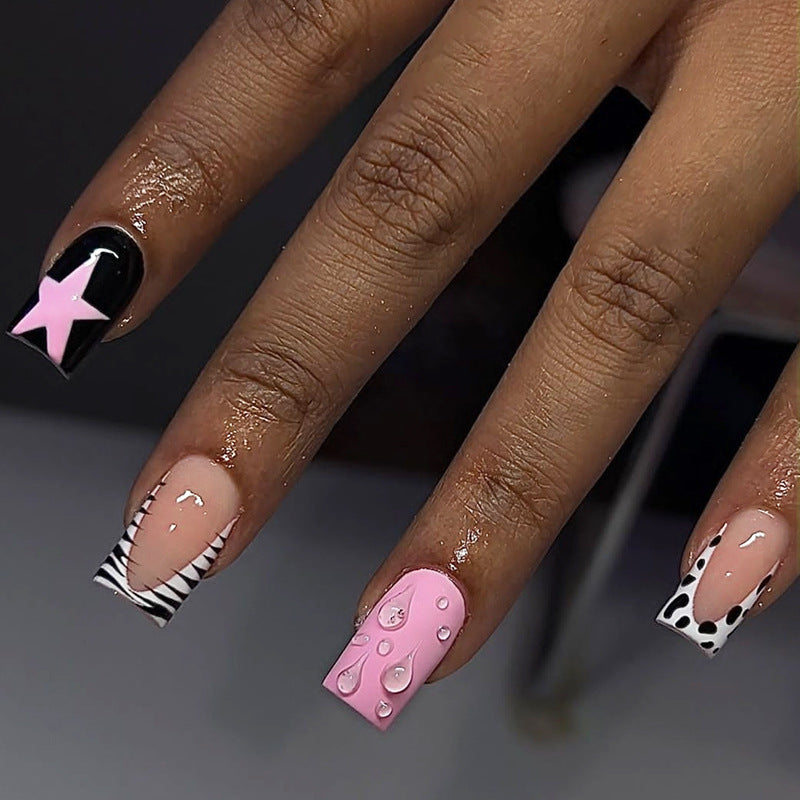 Decorative Press-On Nail Art Set with Trendy Patterns kalsten