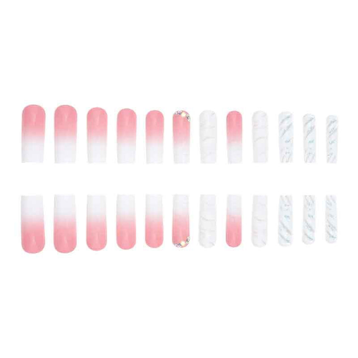 Glossy Long Square Press-On Nails with Glitter Accents Kalsten