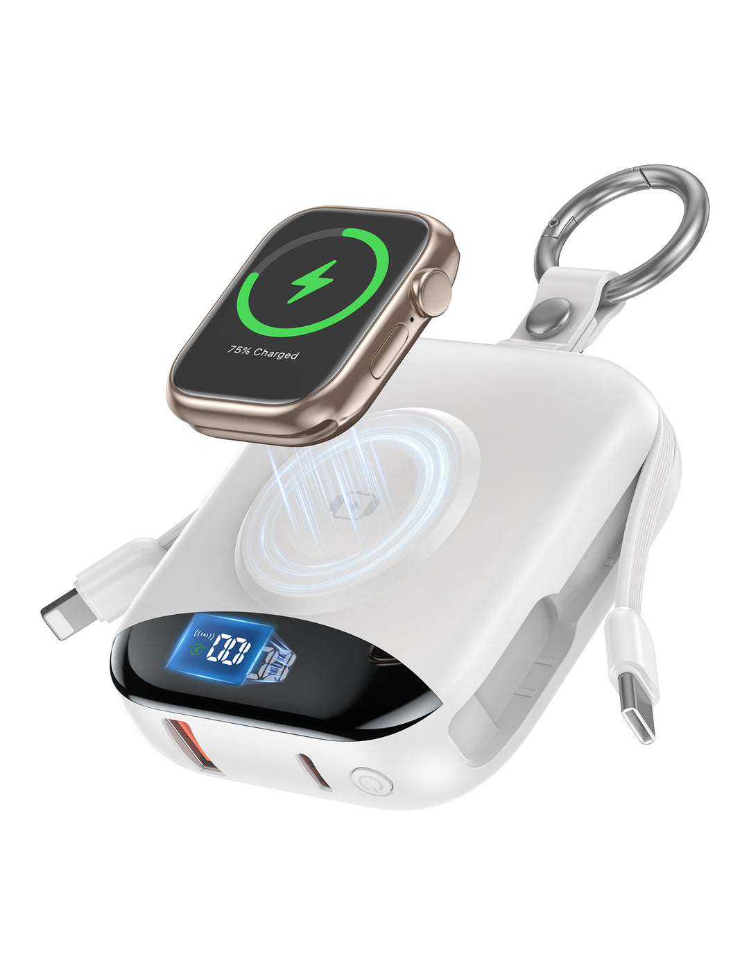 Portable inductive charger with integrated battery and LCD display Kalsten