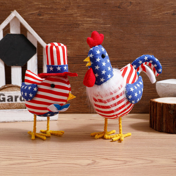 Unisex standing fabric figure rooster with padded stuffing and star stripe pattern Kalsten