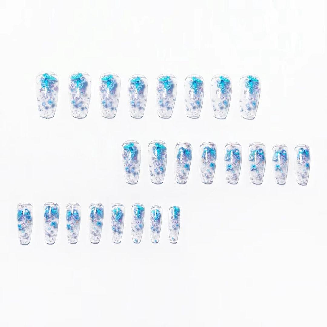 Creative press-on nails with shimmering butterfly design Kalsten