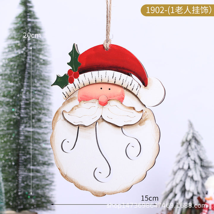 Decorative Wooden Santa Head Ornament