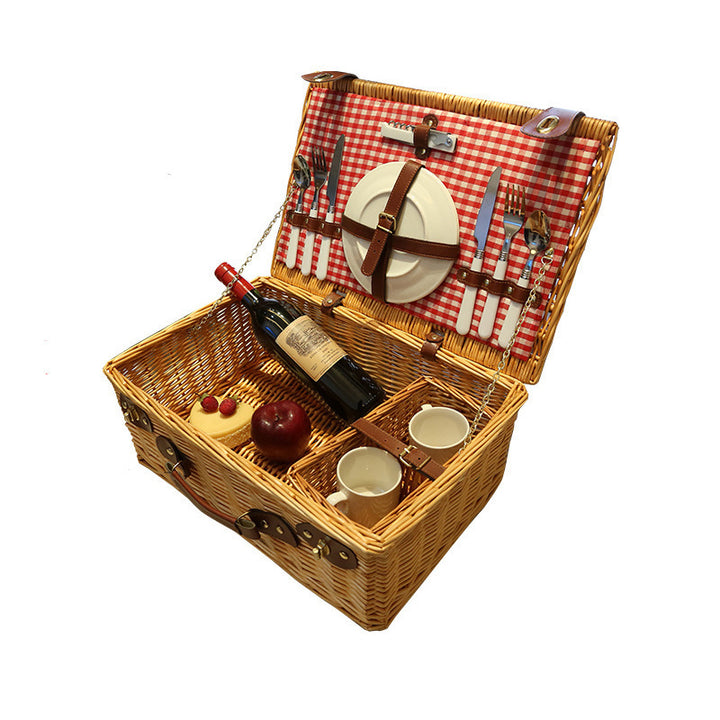 Rustic picnic basket with dish set Kalsten