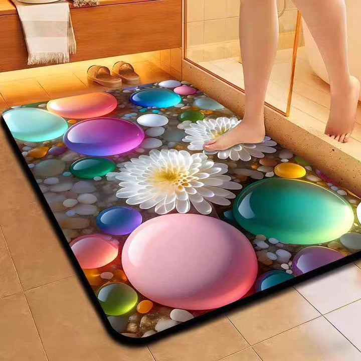 Artistic Floral Bath Mat