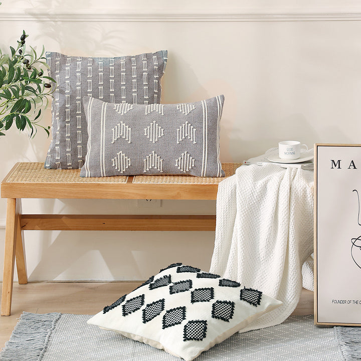 Woven decorative cushion cover with hand-tufted geometric pattern Kalsten