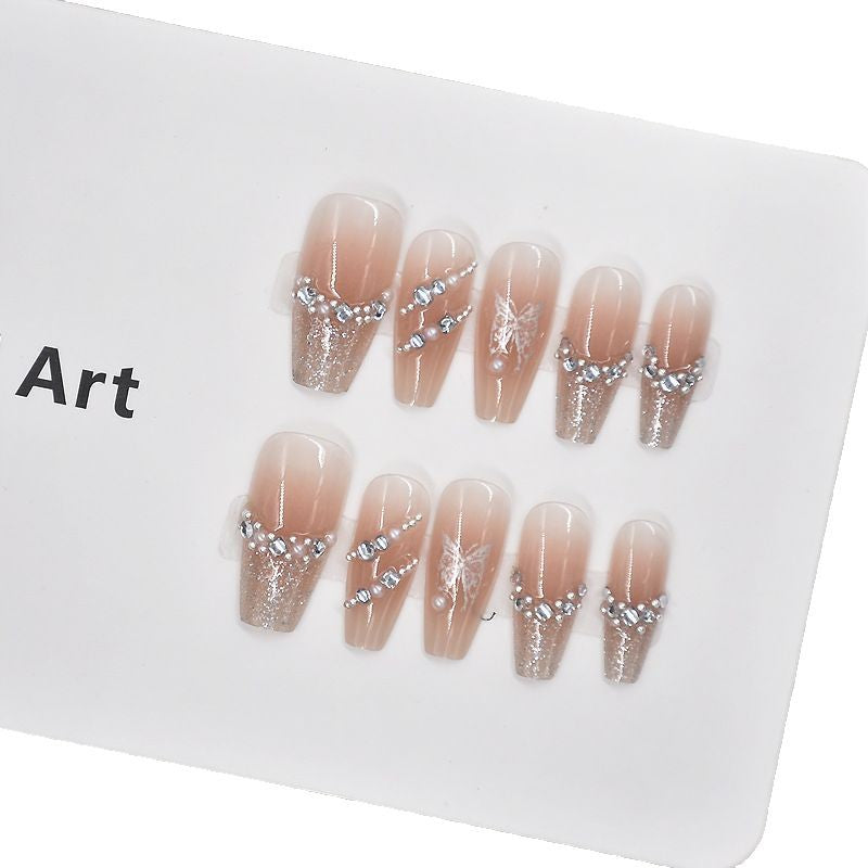 Elegant Crystal-Embellished Press-On Nail Art Kalsten