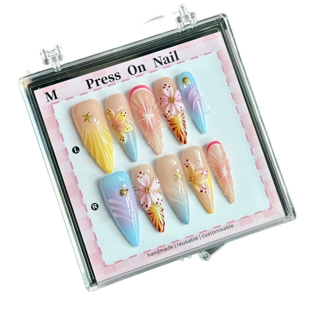 Artistic Floral Press-On Nail Set  1791772905