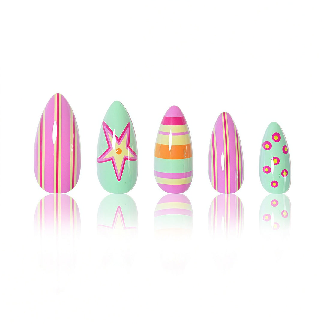 Vibrant Patterned Nail Art Extensions Kalsten