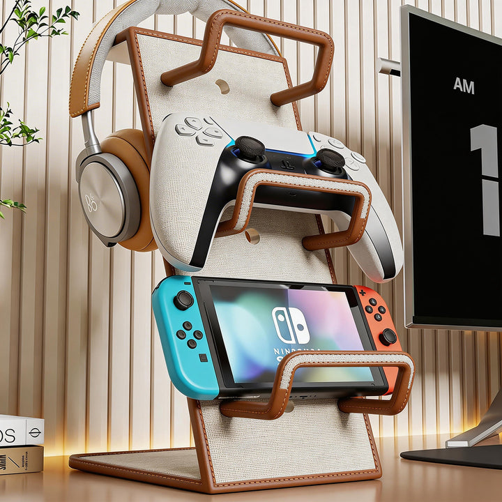 Multi-Device Gaming Accessories Stand with Headphone Hook Controller Cradle and Console Dock