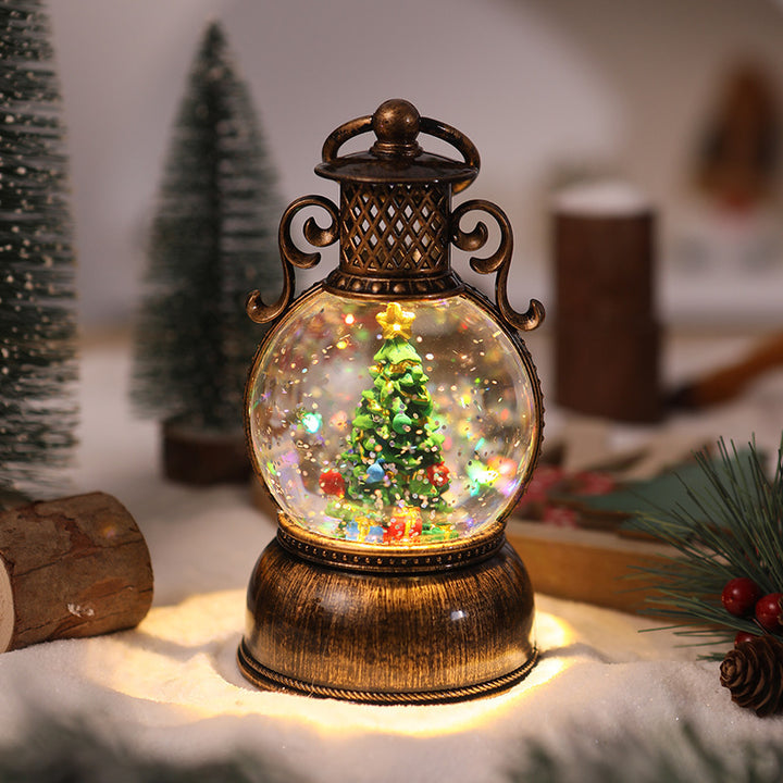 Nostalgic Christmas lantern with movable snowman scene Kalsten