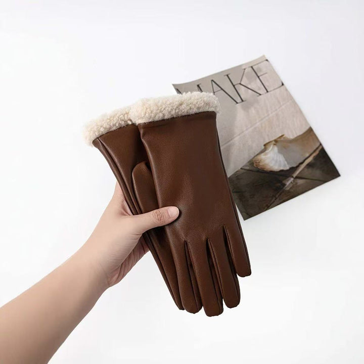 Luxurious Faux Fur Cuff Leather Gloves Kalsten