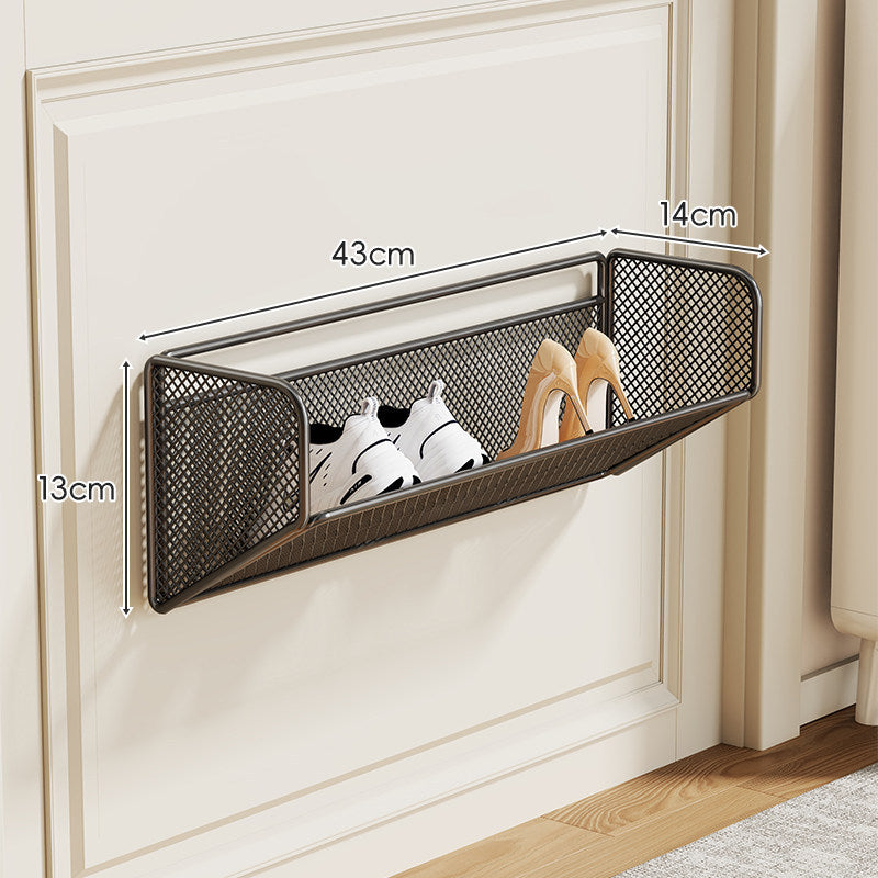 Wall-Mounted Slim Drop-Down Mesh Shoe Shelf Rack