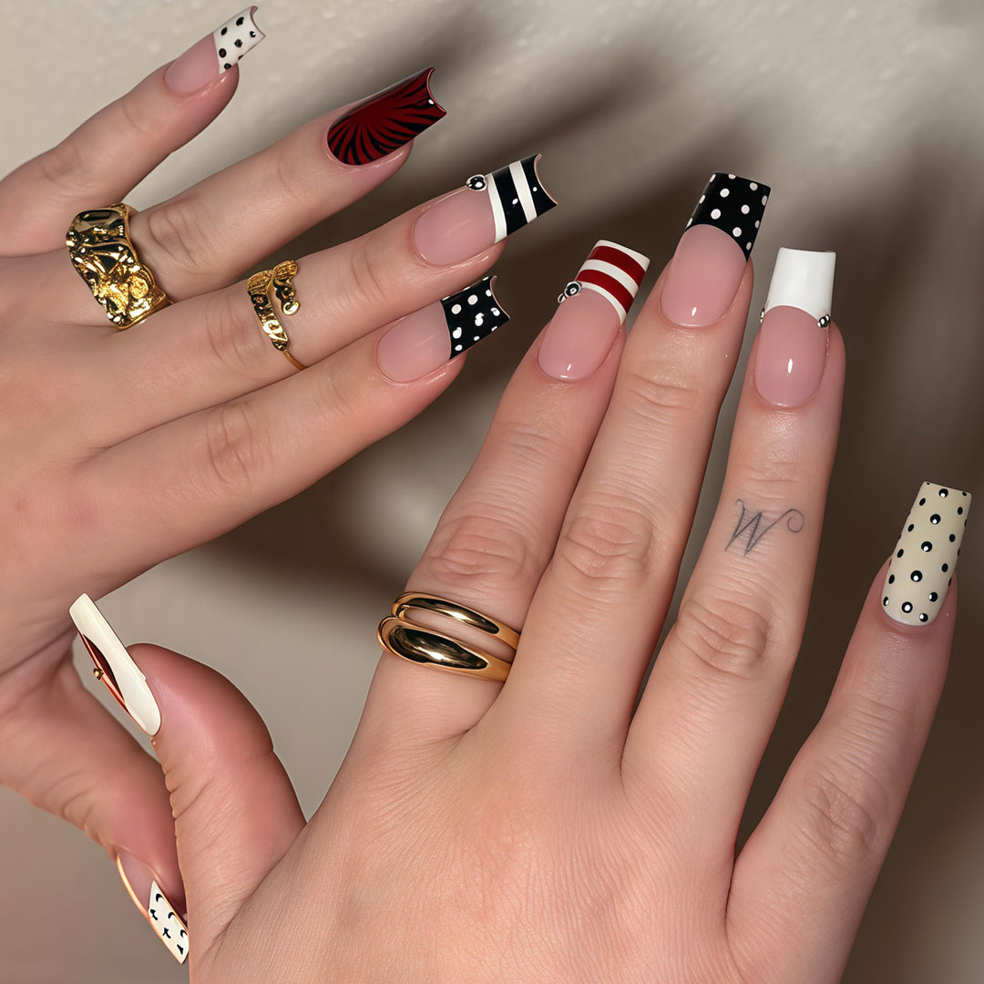 Decorative French Tip Nail Art Extensions Kalsten