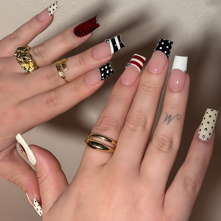 Decorative French Tip Nail Art Extensions Kalsten