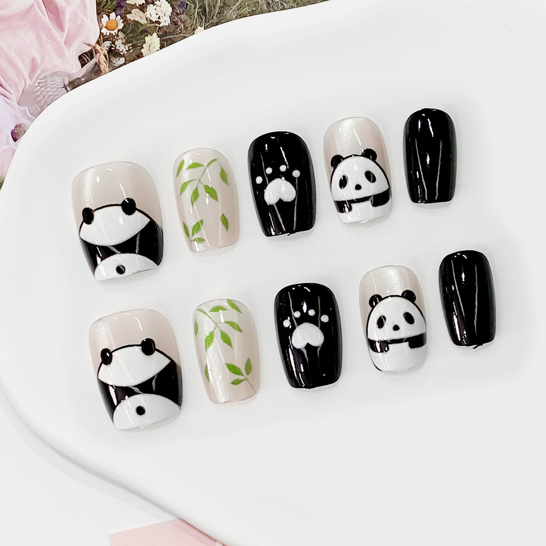 Creative art nails with panda design Kalsten