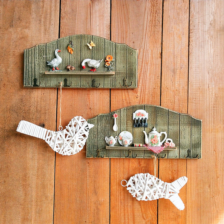 Decorative Bird-Theme Wall Hook Rack