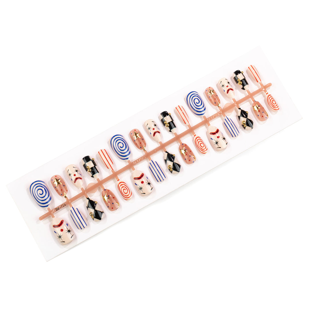Artistic Clown-Themed Press-On Nail Set