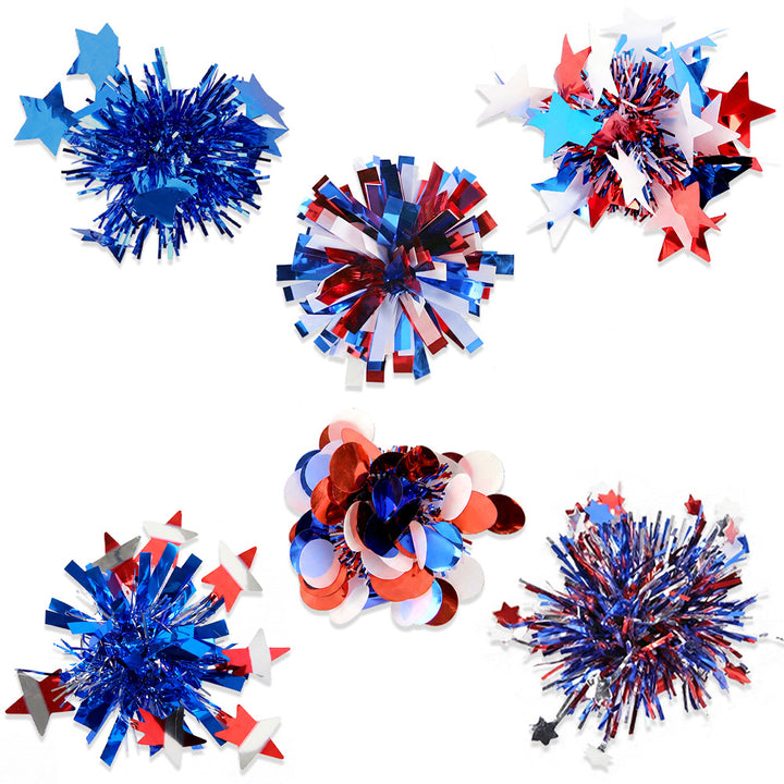 Unisex nan shiny metallic tinsel pompom with star pendants Kalsten