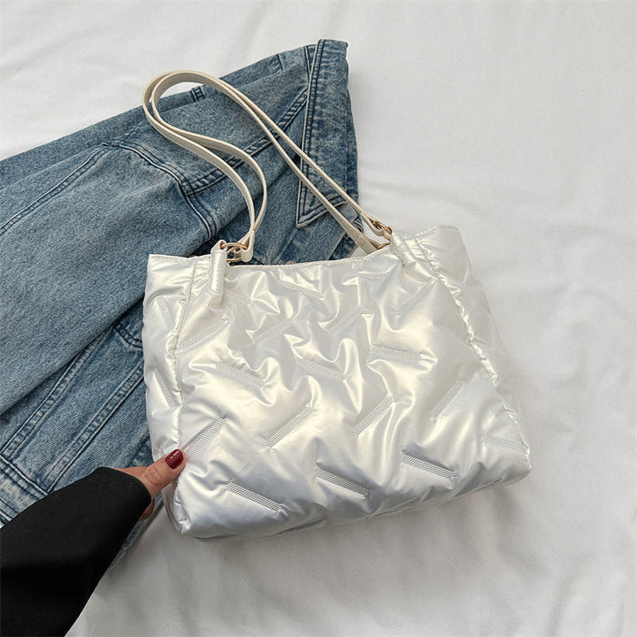 Stylish Puffed Nylon Shoulder Bag