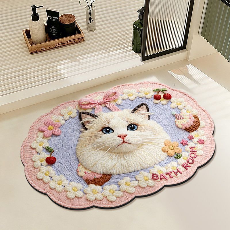 Cat-Themed Bathroom Mat