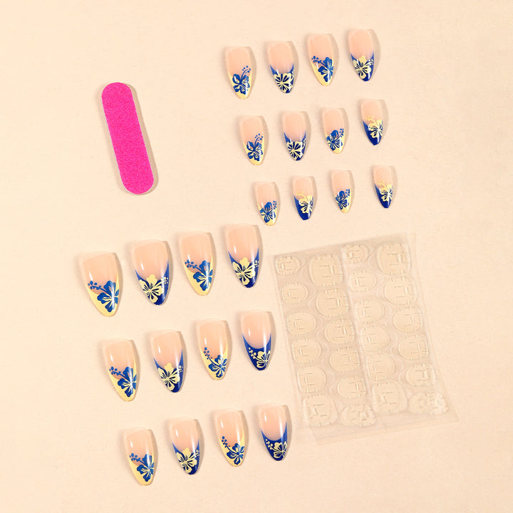 Floral Art French Tip Nail Set Kalsten