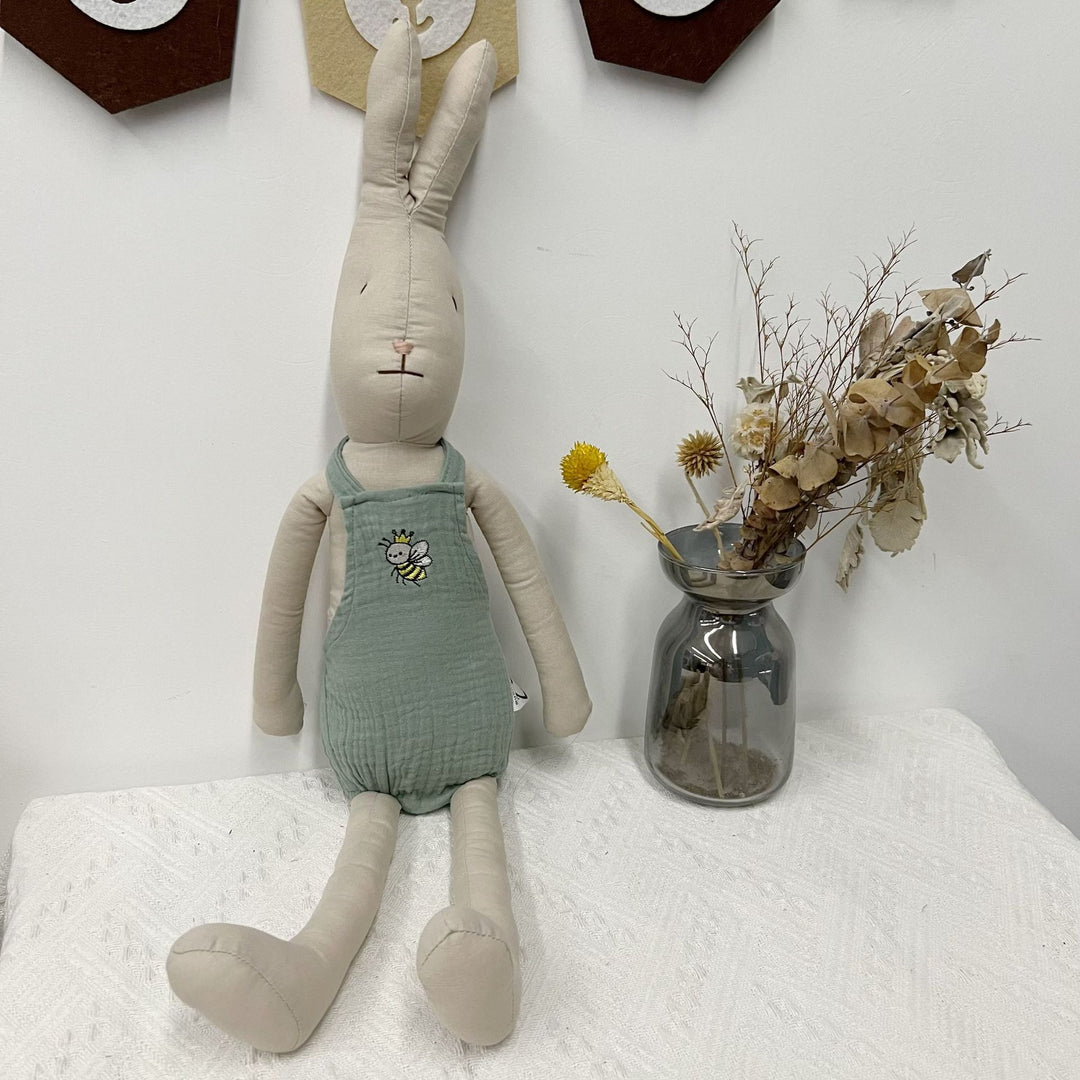Handcrafted Organic Cotton Polka Dot Mouse Doll with Dress and Wicker Basket