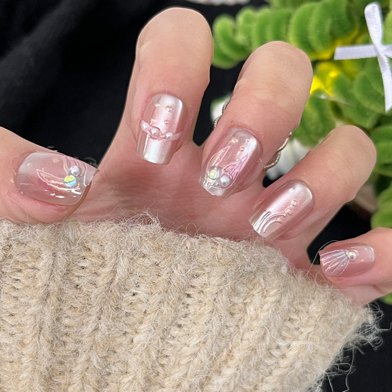 Elegant Press-On Nail Set with Glitter and Gloss Finish Kalsten