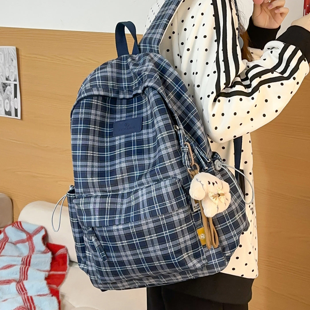 Stylish Plaid Patterned Backpack Kalsten