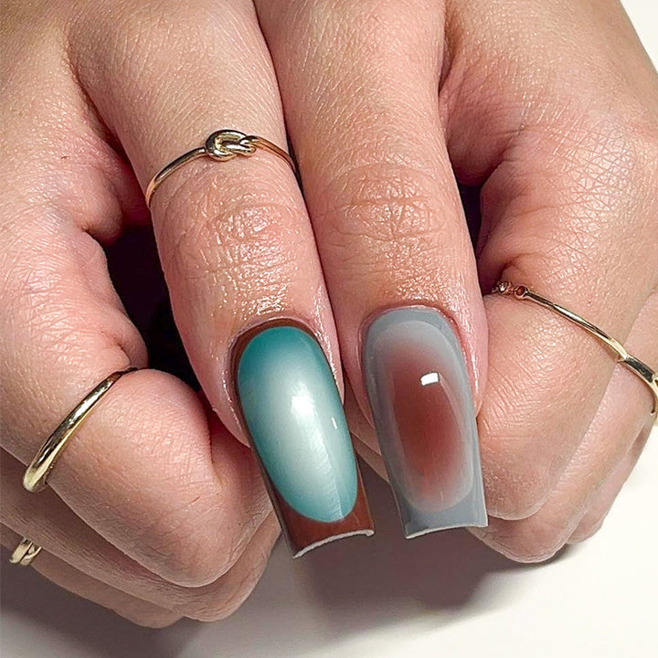 Acrylic nail set with stylish gradient color effects Kalsten