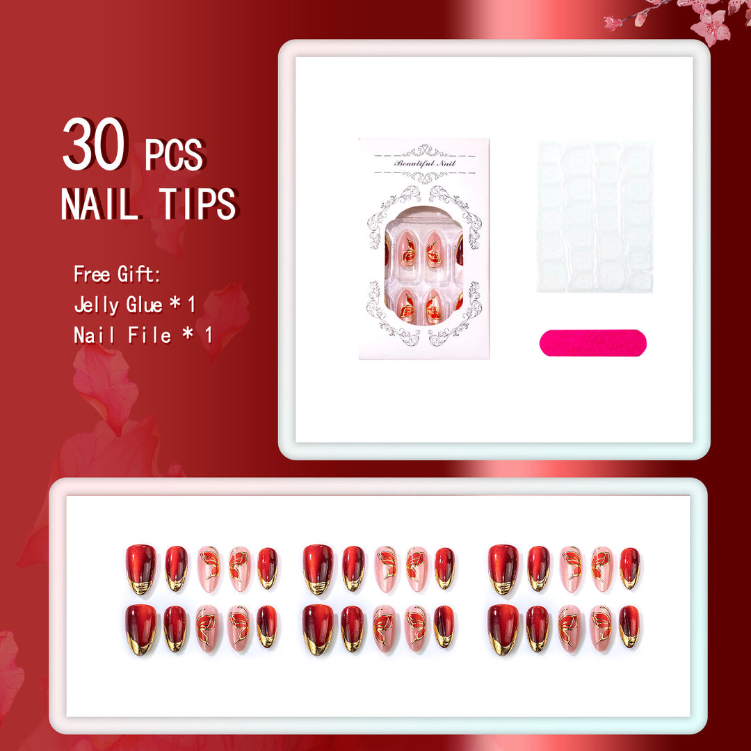 Elegant Floral Design Press-On Nail Set