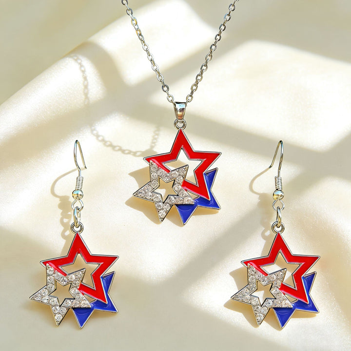 Women's patriotic jewelry set with flip-flop pendant made of enamel and crystal embellishment Kalsten