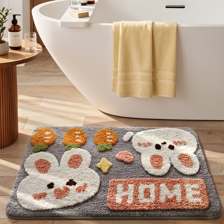 Plush Cartoon Cat Bath Mat
