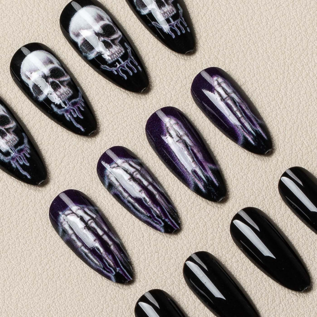 Halloween-Themed Skeleton Nail Art